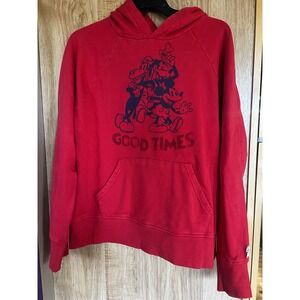 Disney Parks Hoodie Sweatshirt Unisex X Large Red Mickey Goofy Horace Pullover